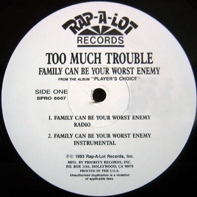 TOO MUCH TROUBLE "FAMILY / IF YOU AIN'T SUCKIN" (12")